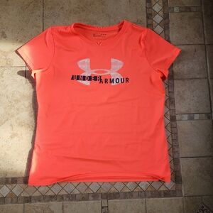 Under Armour Neon Coral Logo Tee